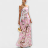 Tatum - Nuostabios pastelinės maxi suknelės su atvirais pečiais