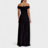Maelie - Elegantiškos be petnešų bodycon maxi suknelės su gėlių puošmenomis