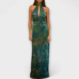 Maisie - Monet Iris Print Maxi Suknelė