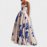 Rosalie - Stilingos off-shoulder gėlių maxi suknelės