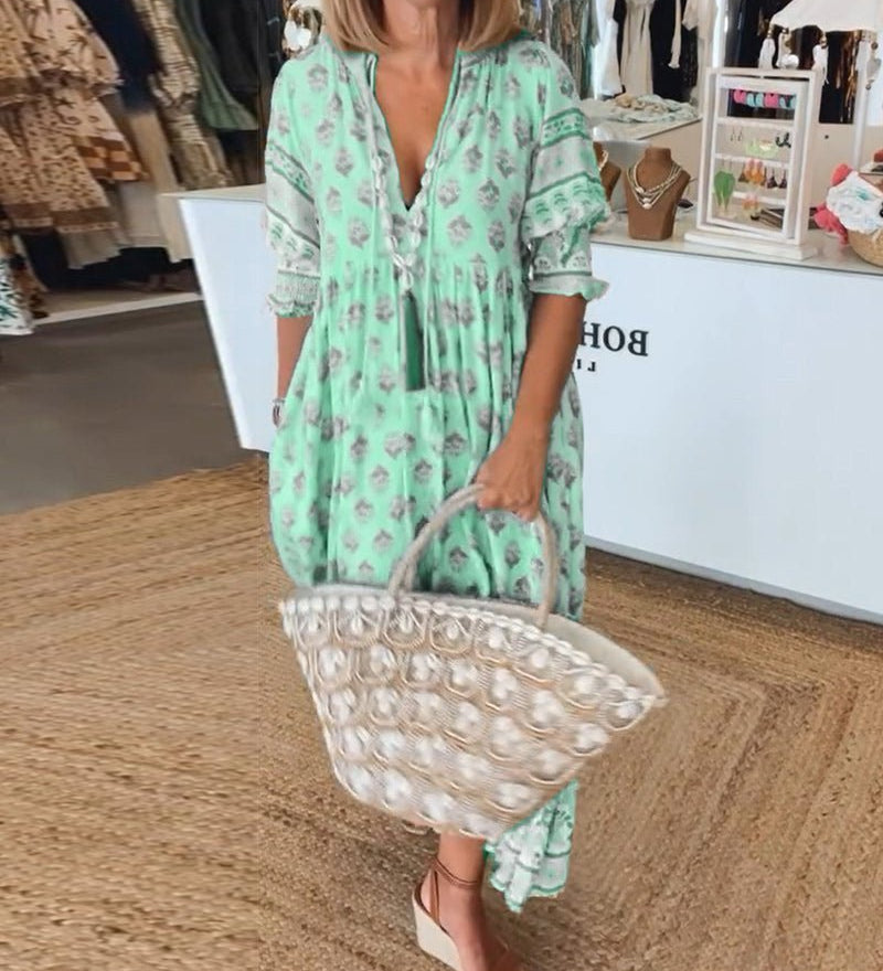 Mana | Chic Floral V-Neck Dress