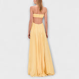 Mireille - Elegantiškos Maxi Suknelės su Plisuotomis Detalėmis ir Iškirpu