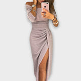 Lena – Elegantiška suknelė su atidengtais pečiais