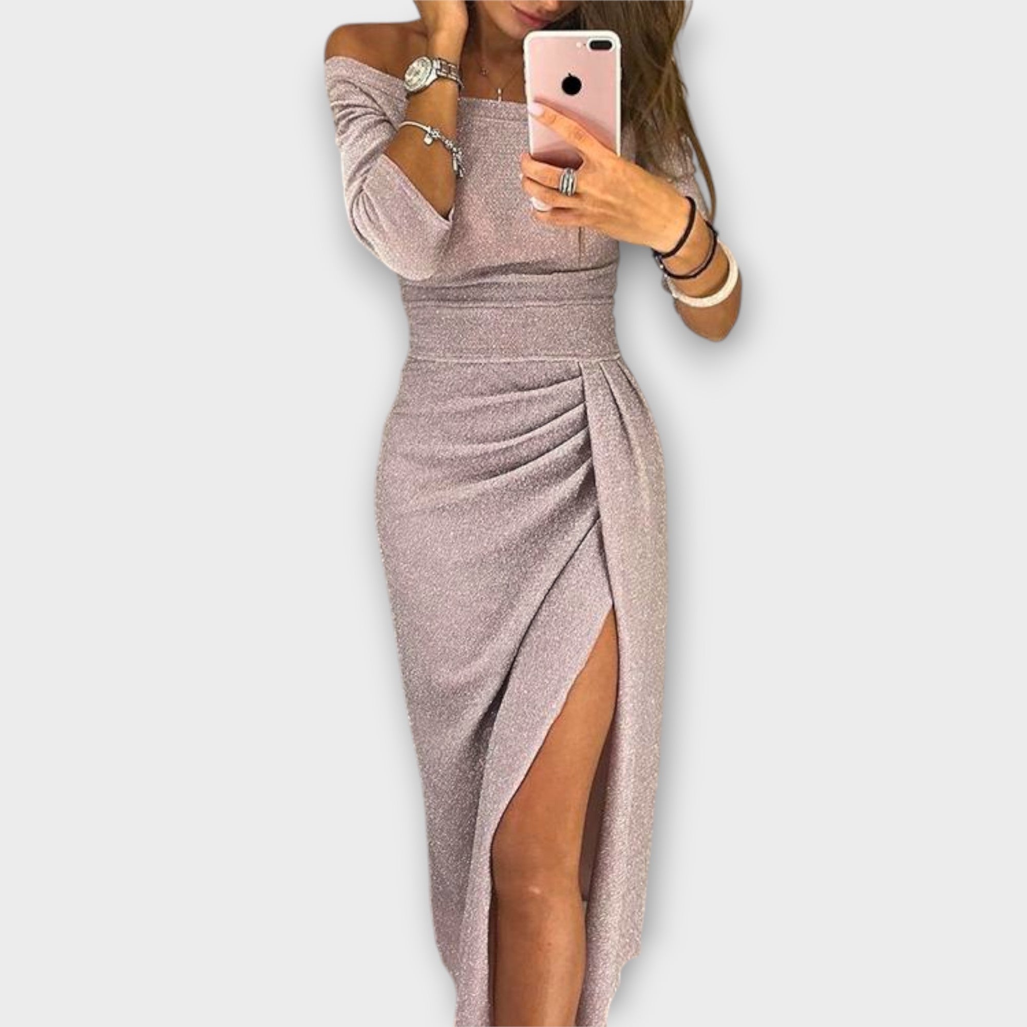 Lena – Elegantiška suknelė su atidengtais pečiais
