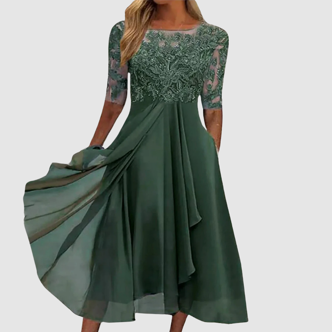 Leontýna – Elegantiška nėriniuota suknelė