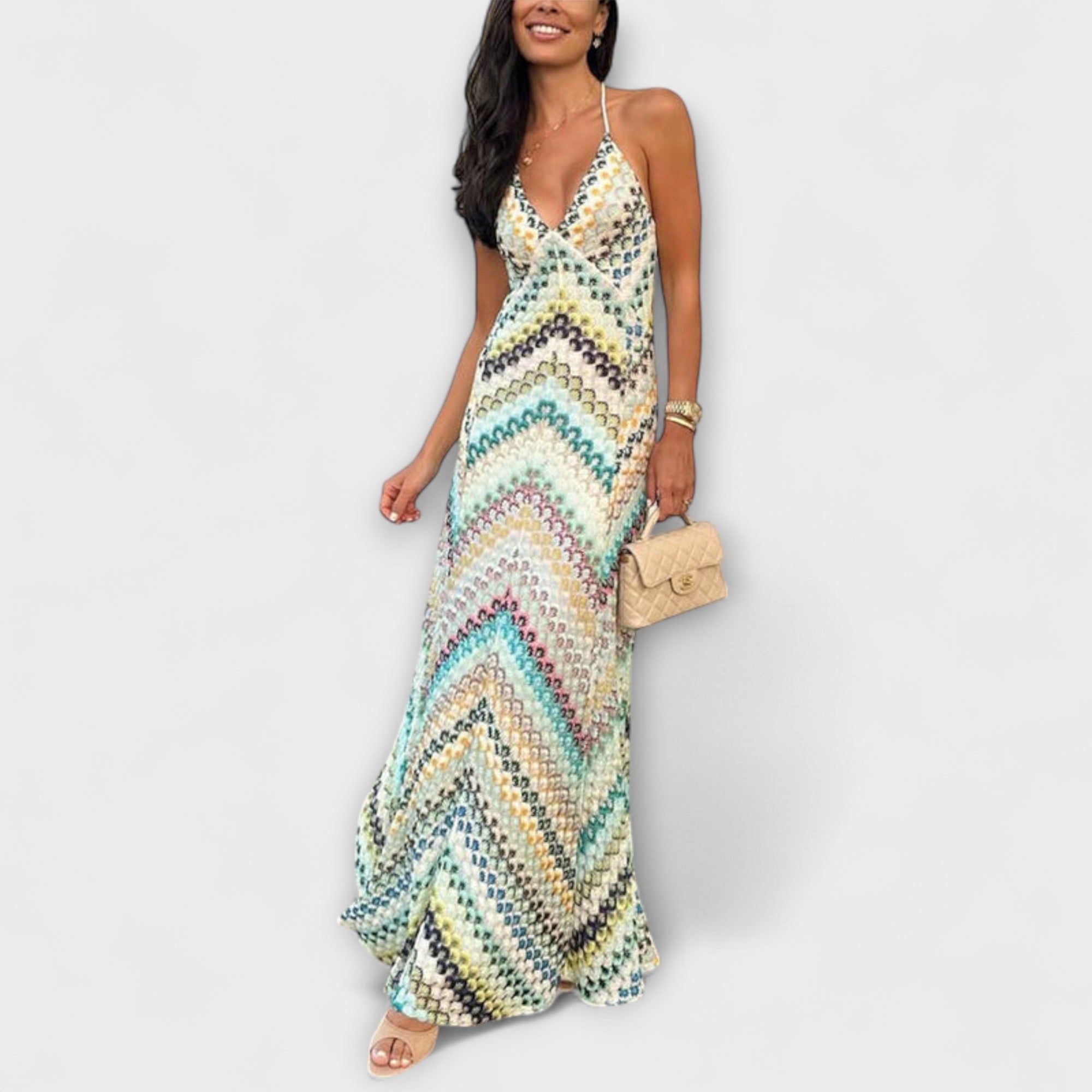 Remi - Maxi suknelė su spalvotu herringbone raštu iš Missoni