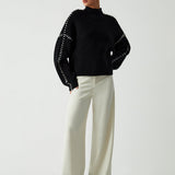 Alma | Oversize-Dolcevita megztinis su Piqué detalėmis