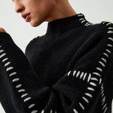 Alma | Oversize-Dolcevita megztinis su Piqué detalėmis
