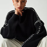 Alma | Oversize-Dolcevita megztinis su Piqué detalėmis