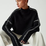 Alma | Oversize-Dolcevita megztinis su Piqué detalėmis