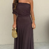 Off Shoulder Chiffon Maxi Dress