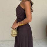 Off Shoulder Chiffon Maxi Dress