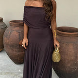 Off Shoulder Chiffon Maxi Dress