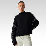 Alma | Oversize-Dolcevita megztinis su Piqué detalėmis