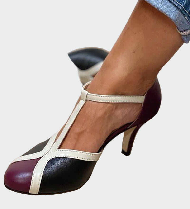 Anna Elegantiški Retro Sandalai Vidutinio Kulno T-Su Juostele