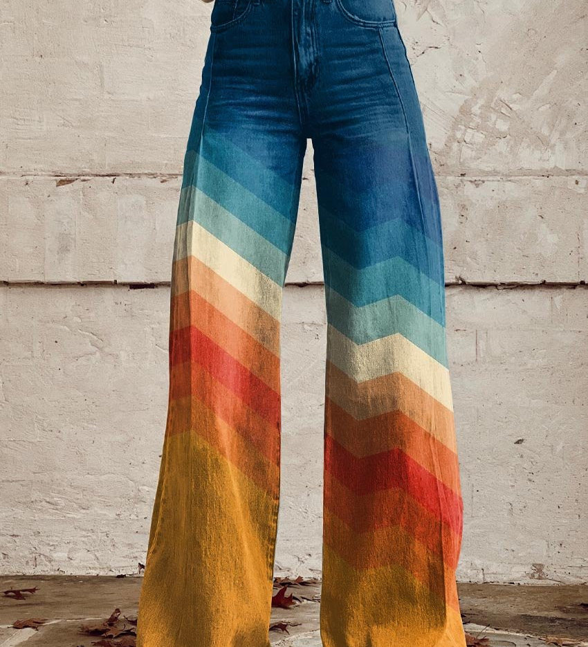 Tereza - Elegantiškos retro kelnės su zigzagų raštu
